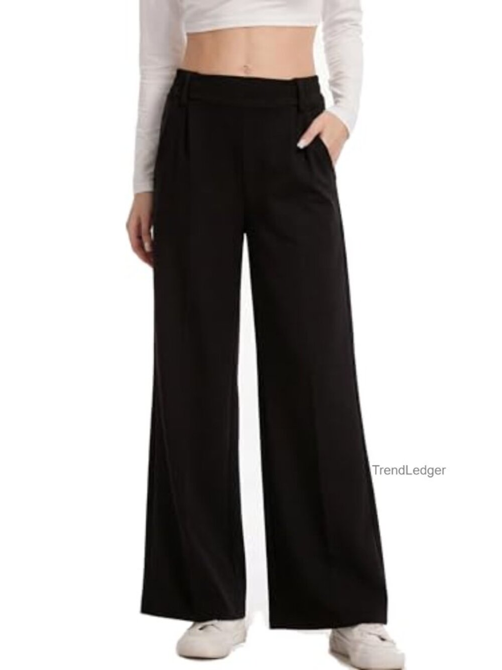 Wide Leg Dress Pants Women High Waisted Business Casual Trousers with Pockets